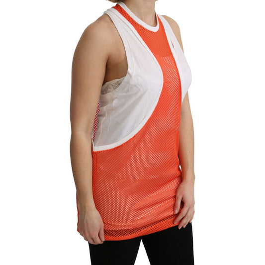 Dsquared² Elegant Sleeveless Cotton Tank in Orange orange-white-crewneck-sleeveless-tank-t-shirt-dress-top