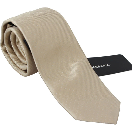 Dolce & Gabbana Elegant Light Brown Silk Necktie Necktie solid-light-brown-100-silk-classic-wide-necktie