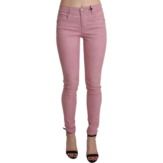 Acht Chic Pink Mid Waist Skinny Jeans pink-mid-waist-skinny-stretch-denim-pant