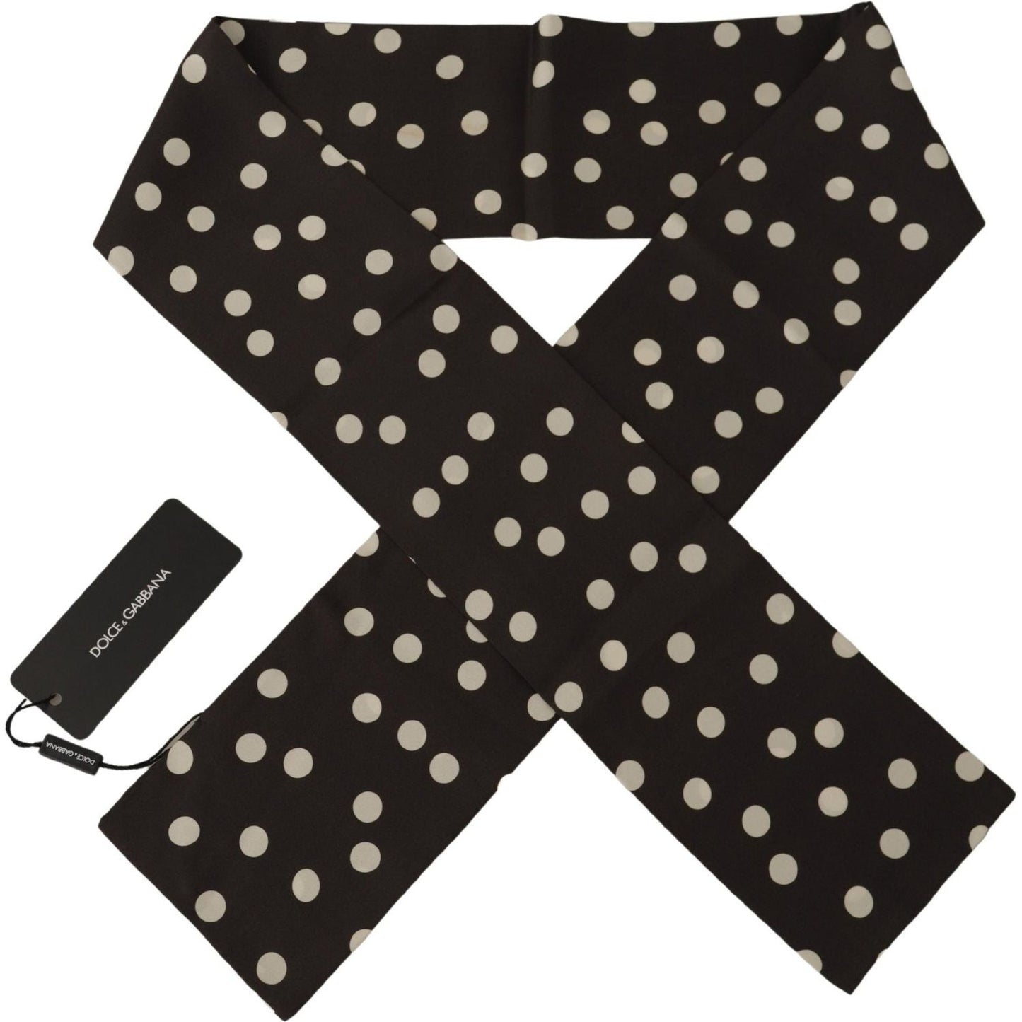 Dolce & Gabbana Elegant Polka Dotted Silk Men's Scarf brown-white-polka-dots-shawl-warm-neck-wrap-scarf