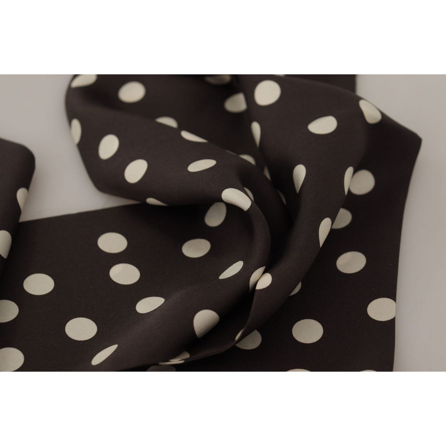 Dolce & Gabbana Elegant Polka Dotted Silk Men's Scarf brown-white-polka-dots-shawl-warm-neck-wrap-scarf