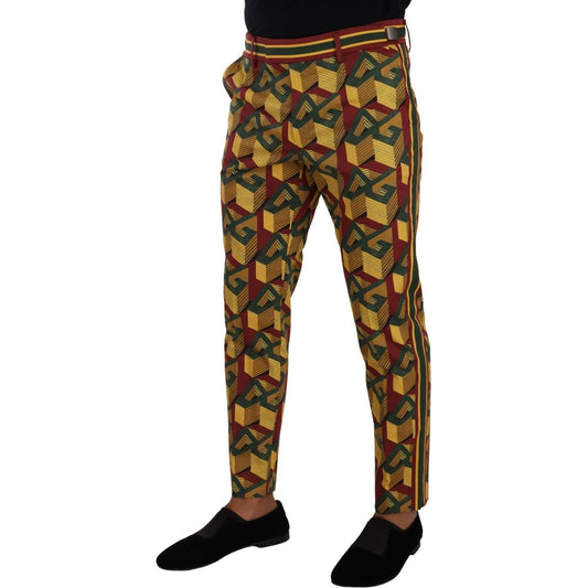 Dolce & Gabbana Elegant Multicolor Tapered Pants for Men multicolor-logo-mania-cotton-tapered-trouser-pants