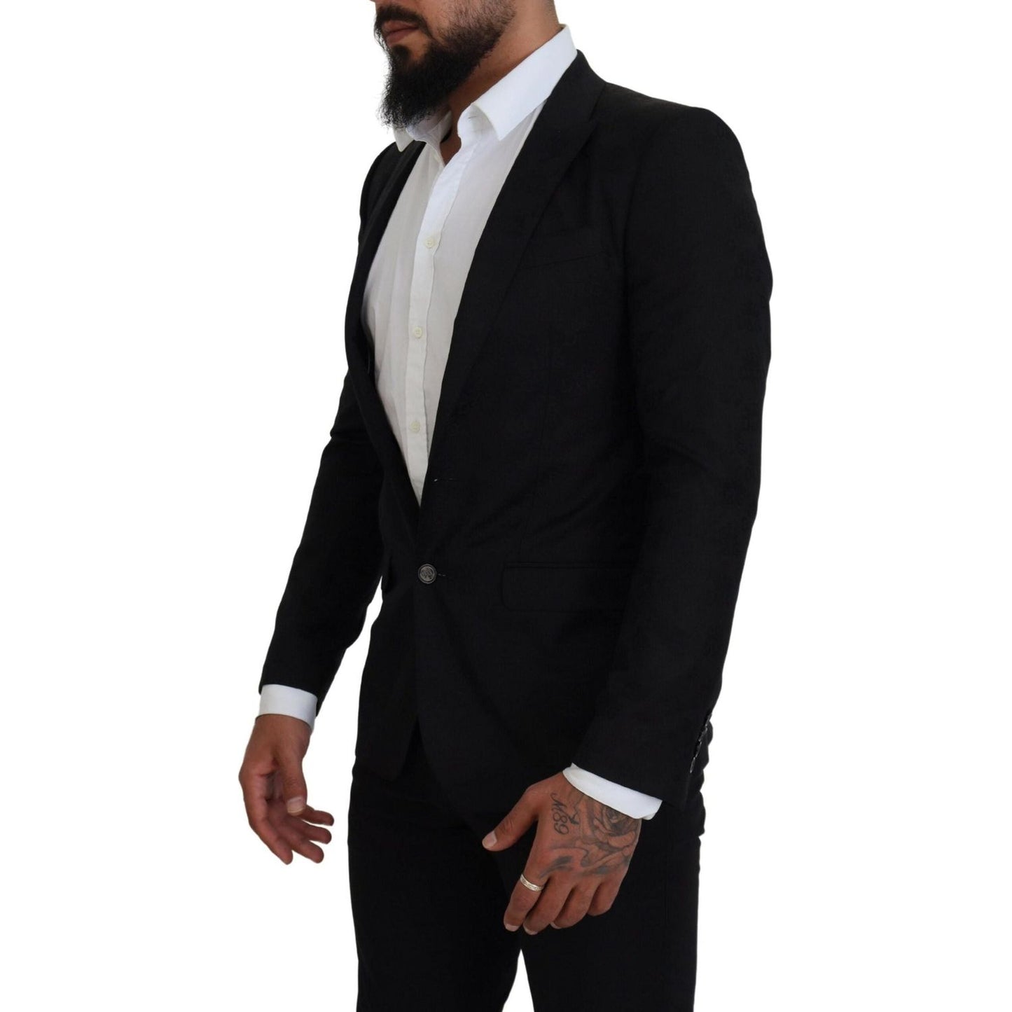 Dolce & Gabbana Elegant Martini Style Black Formal Blazer black-wool-formal-coat-martini-blazer