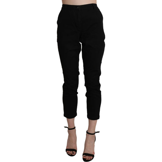 Acht Chic High Waist Cropped Black Jeans Jeans & Pants black-high-waist-skinny-cropped-cotton-capri-pant