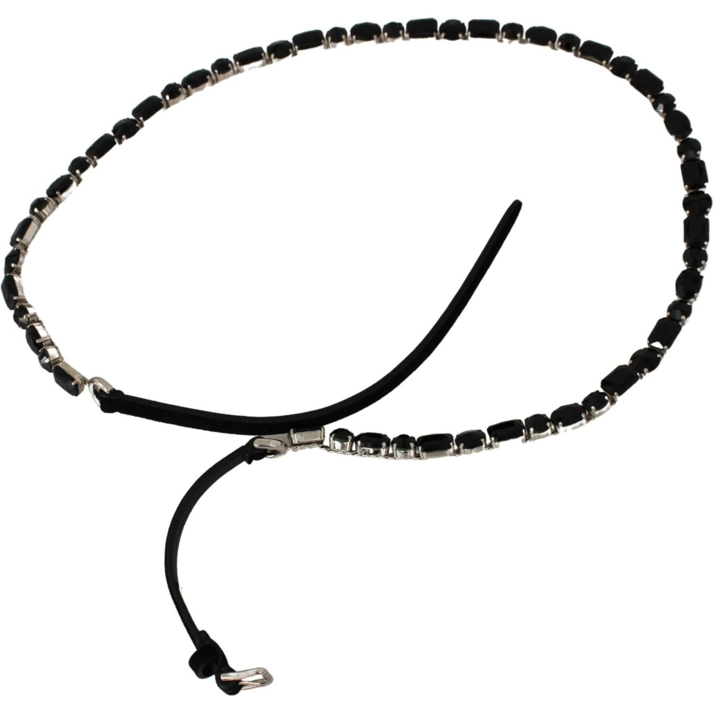 Dolce & Gabbana Luxurious Black Crystal-Embellished Leather Belt black-leather-crystals-waist-belt