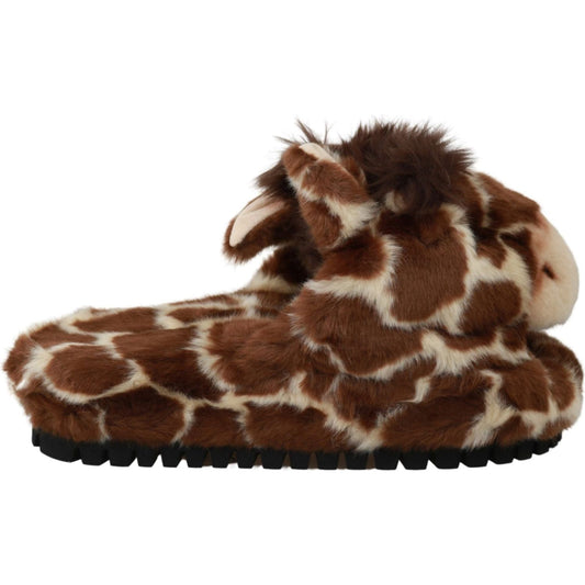 Dolce & Gabbana Elegant Giraffe Pattern Slides for Sophisticated Comfort brown-giraffe-slippers-flats-sandals-shoes IMG_1583-scaled-4130b13a-e2d.jpg