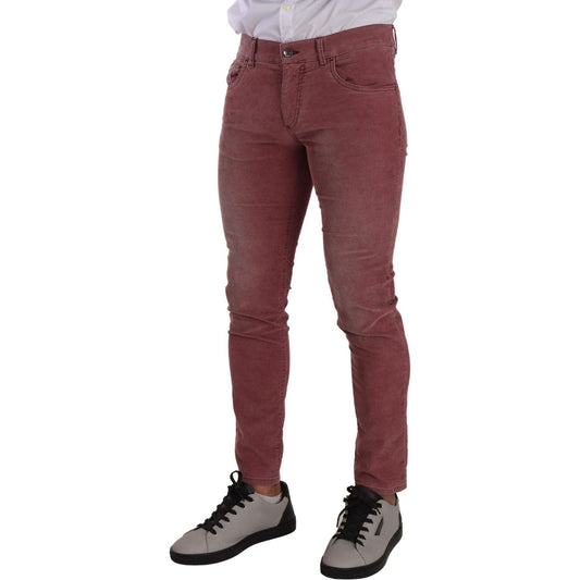 Dolce & Gabbana Elegant Slim Fit Corduroy Jeans pink-corduroy-cotton-skinny-men-denim-jeans
