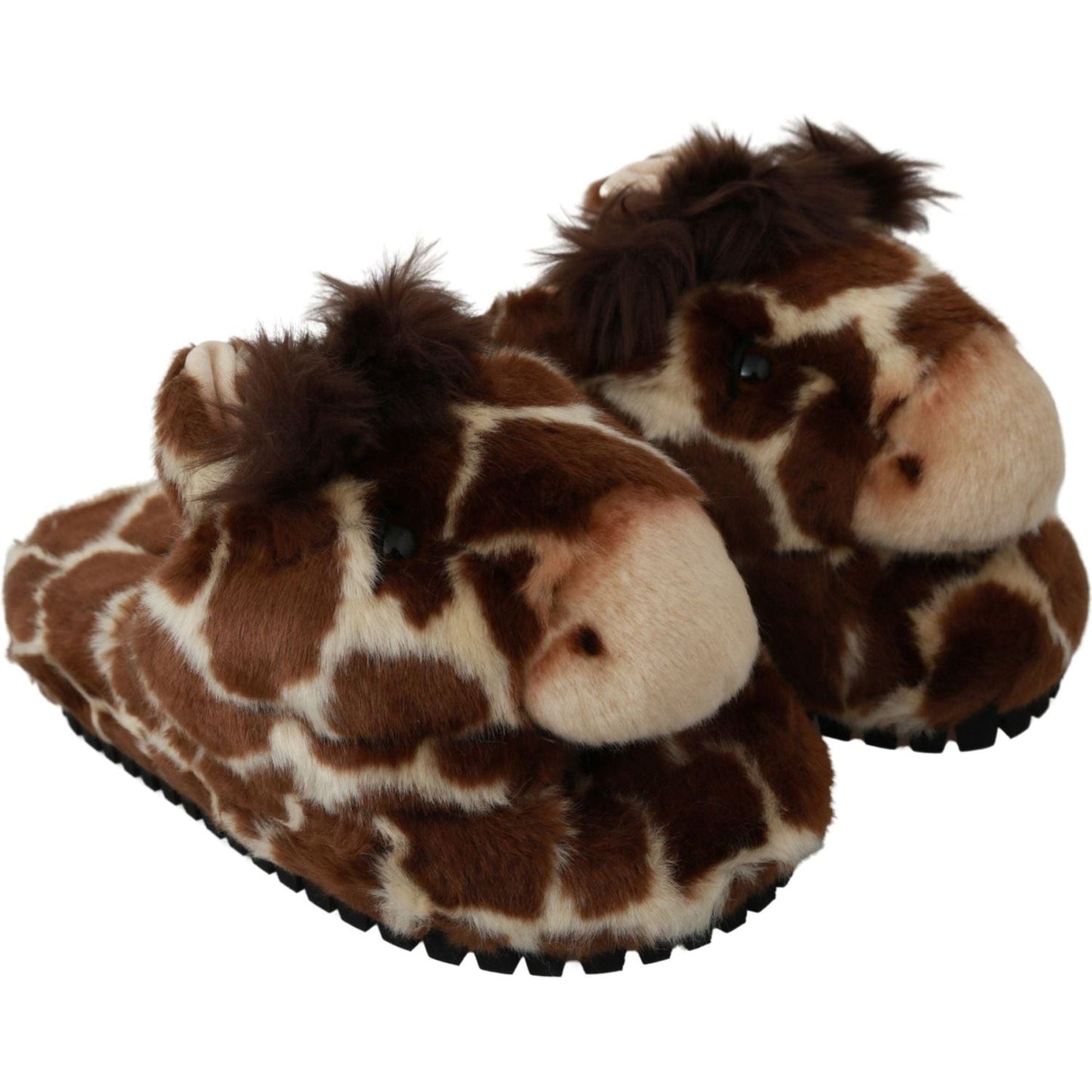 Dolce & Gabbana Elegant Giraffe Pattern Slides for Sophisticated Comfort brown-giraffe-slippers-flats-sandals-shoes