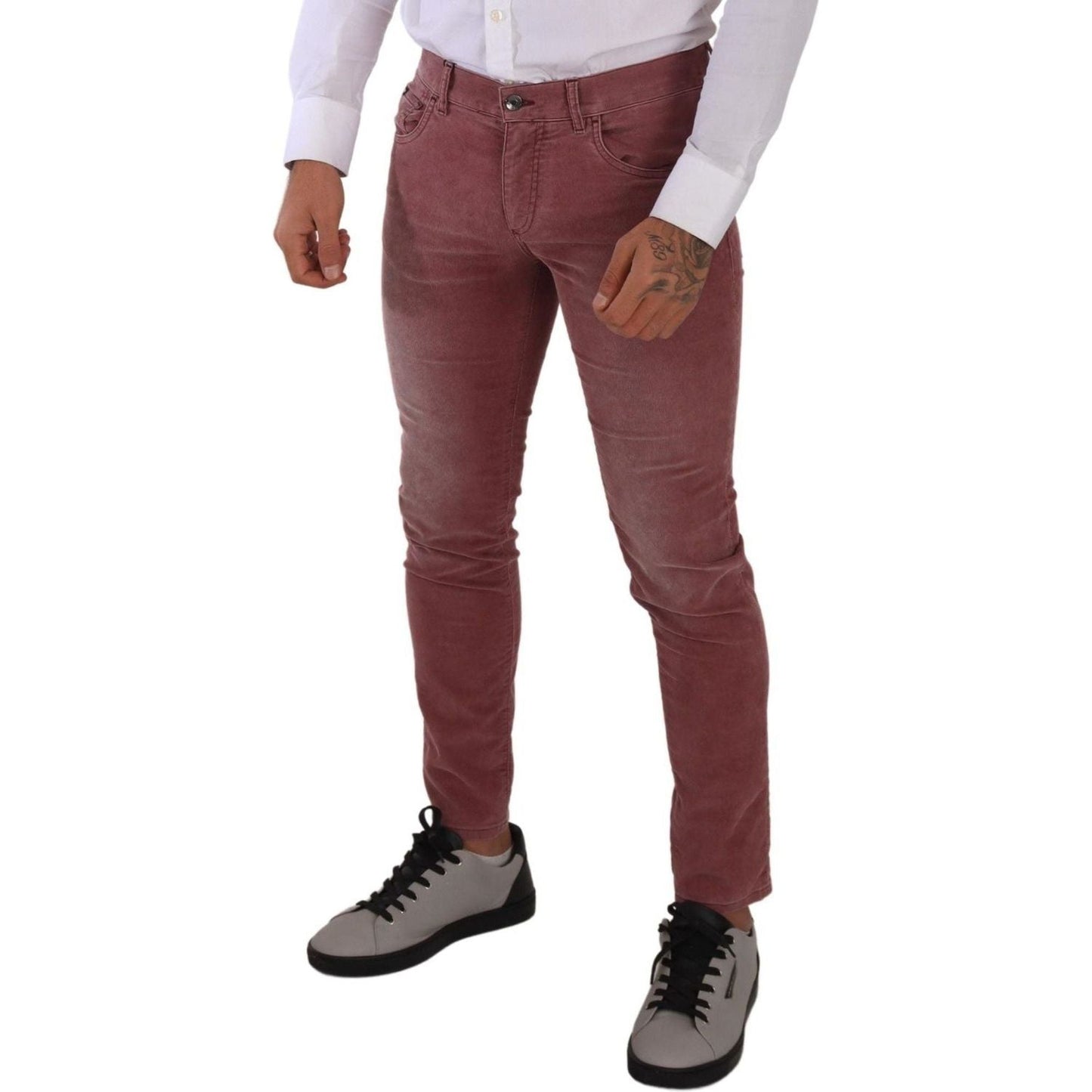Dolce & Gabbana Elegant Slim Fit Corduroy Jeans pink-corduroy-cotton-skinny-men-denim-jeans IMG_1592-1435ab9a-e27.jpg