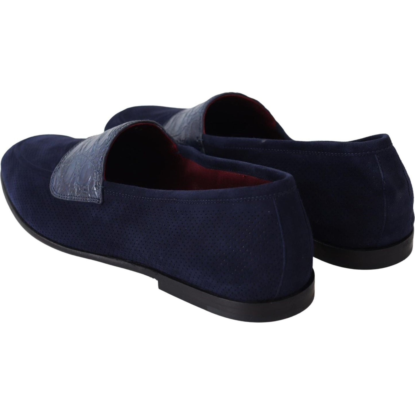 Dolce & Gabbana Elegant Blue Suede Leather Loafers blue-suede-caiman-loafers-slippers-shoes