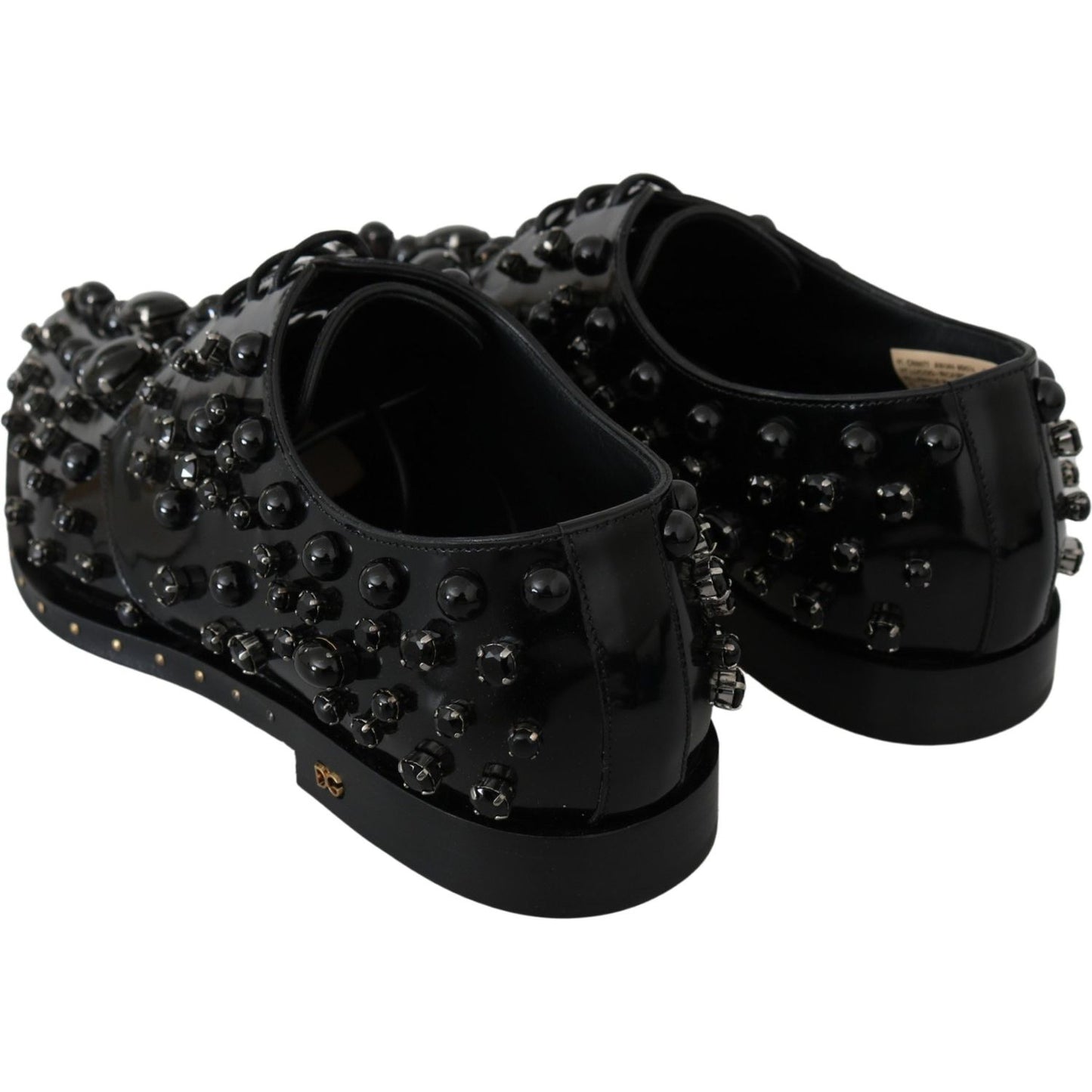 Dolce & Gabbana Elegant Black Dress Shoes with Crystals black-leather-crystals-dress-broque-shoes-1