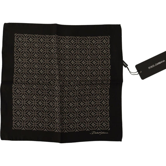 Dolce & Gabbana Elegant Square Silk Men's Scarf black-patterned-dg-printed-square-handkerchief-scarf