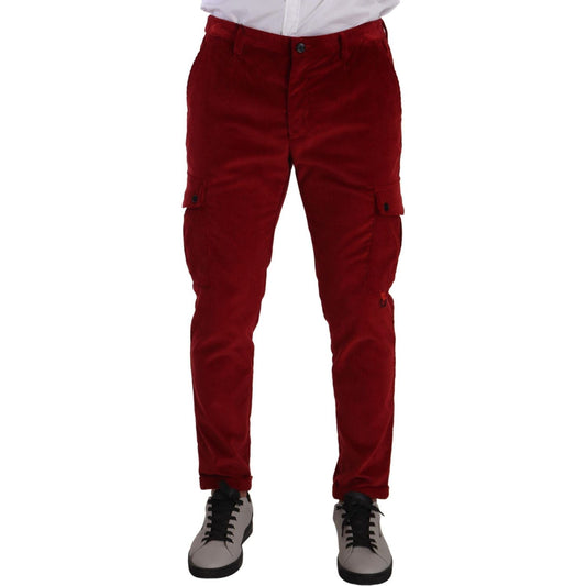 Dolce & Gabbana Red Corduroy Cotton Cargo Skinny Trouser Pants red-corduroy-cotton-cargo-skinny-trouser-pants