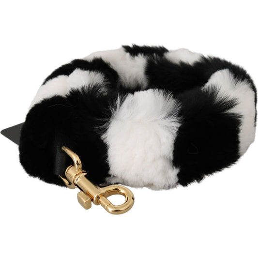 Dolce & Gabbana Elegant Fur Shoulder Strap Accessory Fur Scarves black-white-lapin-fur-accessory-shoulder-strap