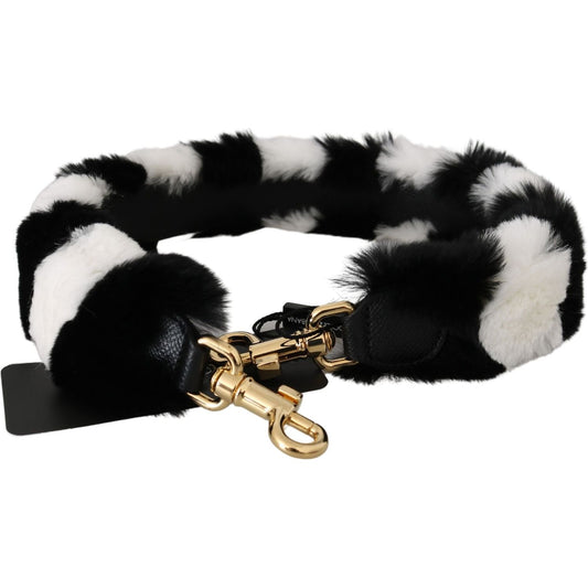 Dolce & Gabbana Elegant Fur Shoulder Strap Accessory Fur Scarves black-white-lapin-fur-accessory-shoulder-strap IMG_1613-7f490c26-d33.jpg