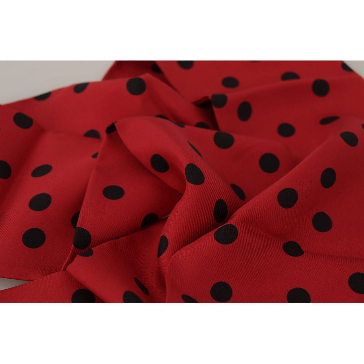 Dolce & Gabbana Elegant Silk Men's Scarf in Black & Red red-polka-dot-silk-shawl-neck-wrap-scarf-1