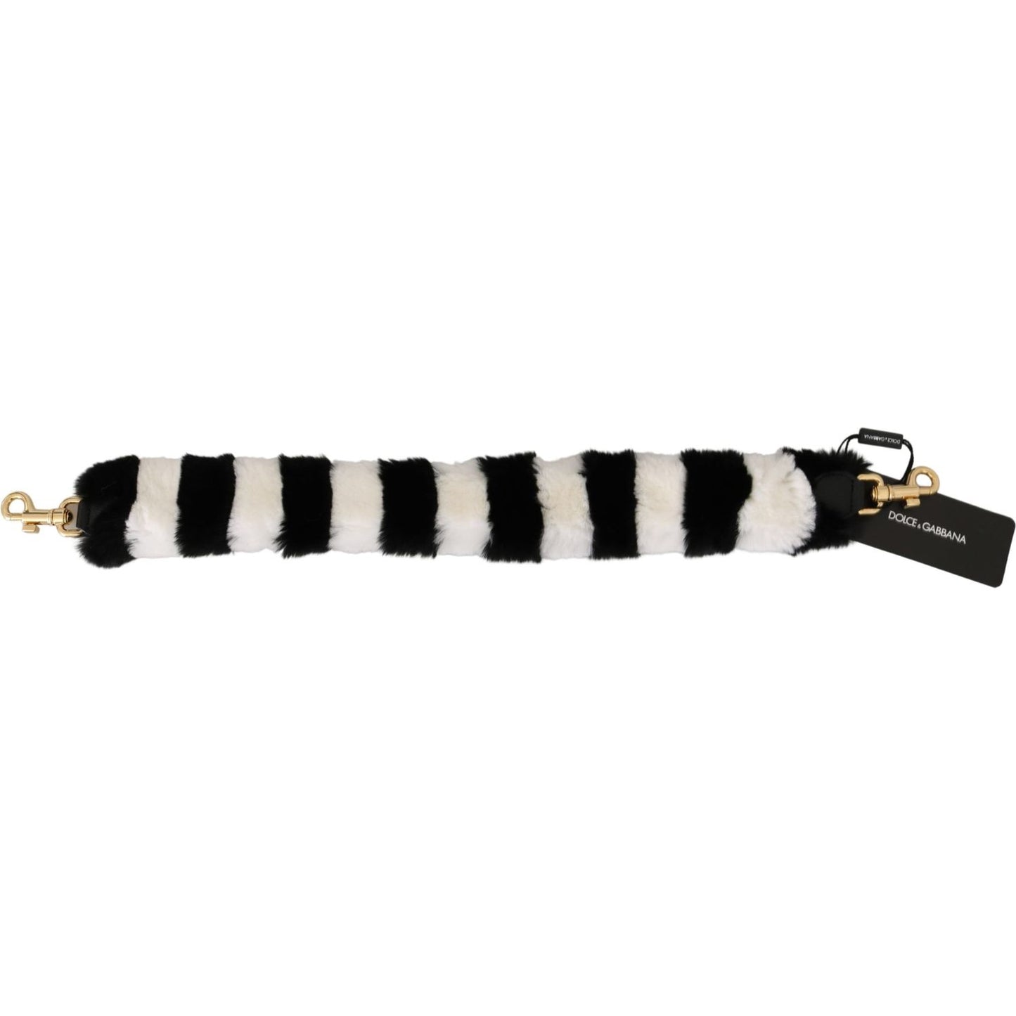 Dolce & Gabbana Elegant Fur Shoulder Strap Accessory Fur Scarves black-white-lapin-fur-accessory-shoulder-strap