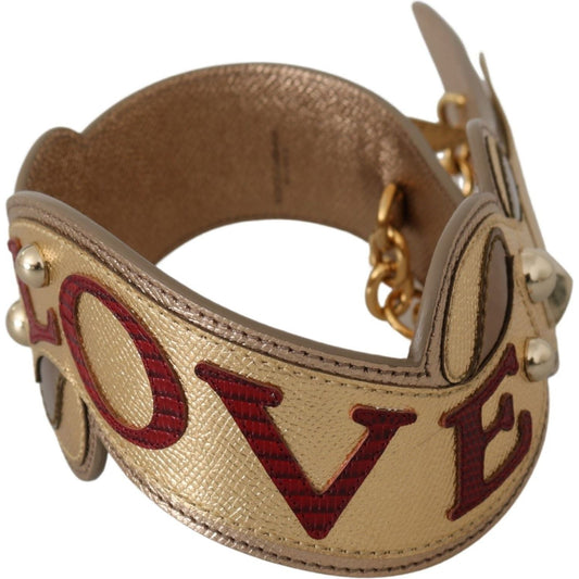 Dolce & Gabbana Elegant Gold Leather Shoulder Strap Accessory gold-leather-love-bag-accessory-shoulder-strap