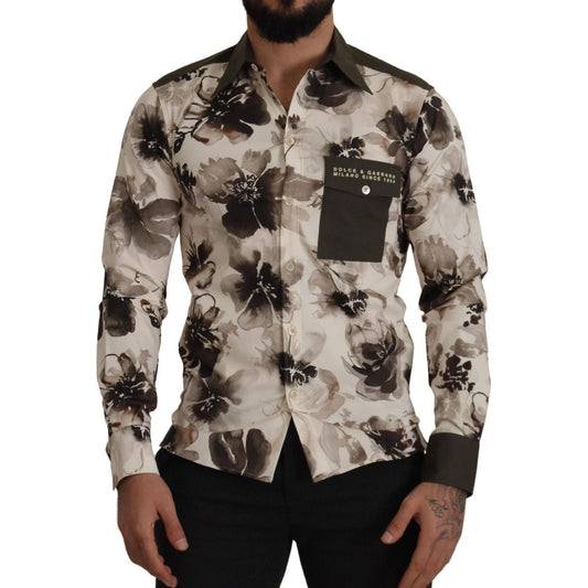 Dolce & Gabbana Floral Print Casual Cotton Shirt green-beige-floral-cotton-stretch-exclusive-shirt IMG_1621-scaled-6edf7660-45d.jpg
