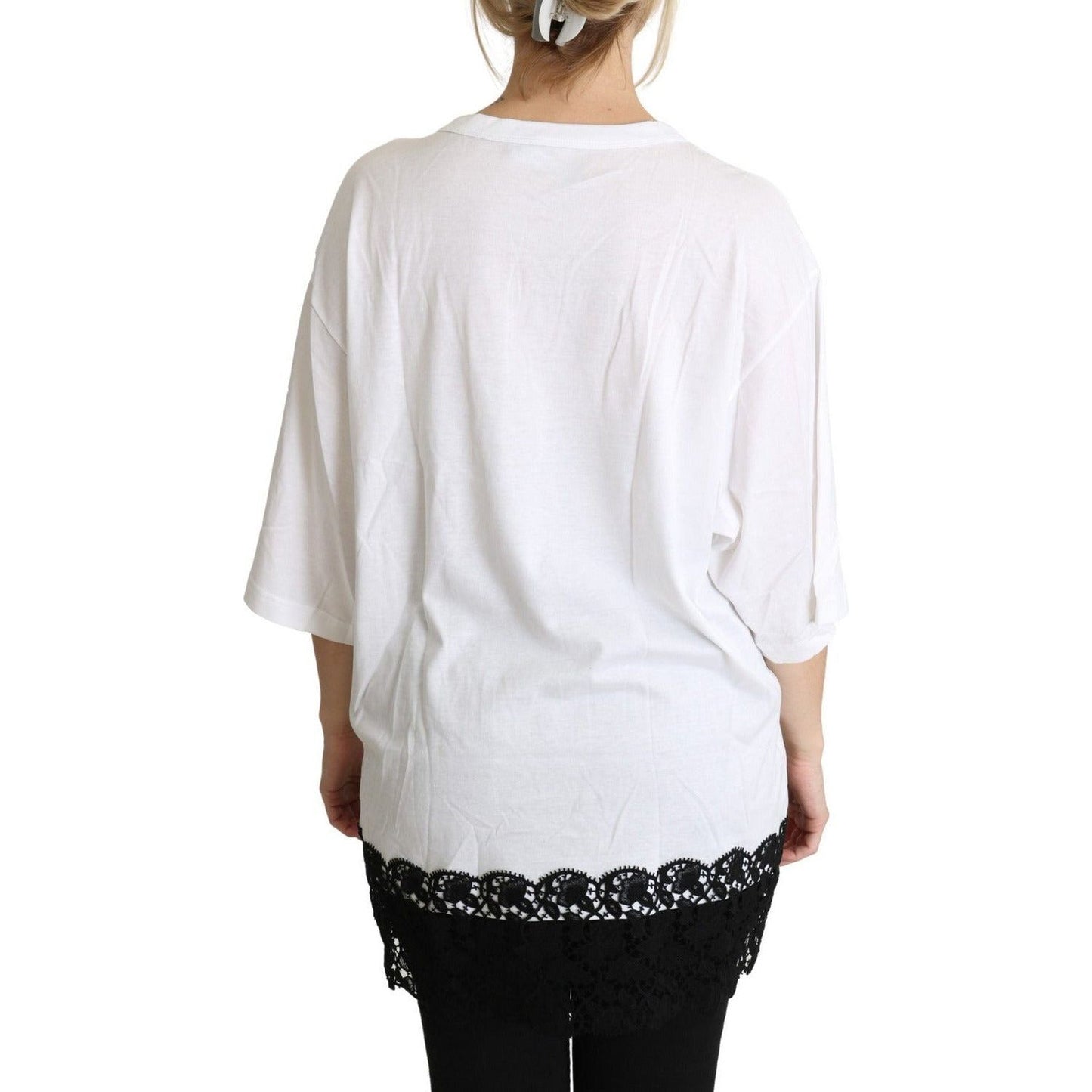 Dolce & Gabbana Elegant White Cotton Blend T-Shirt white-angel-print-cotton-round-neck-shirt-tops