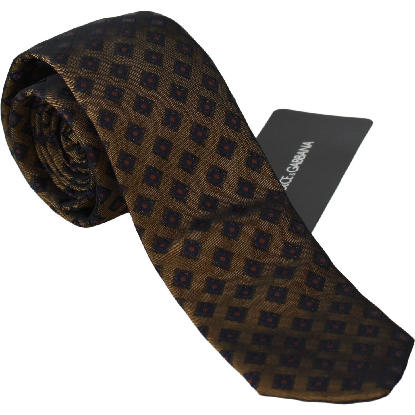 Dolce & Gabbana Elegant Brown Patterned Silk Blend Necktie brown-patterned-classic-mens-slim-necktie-tie Necktie