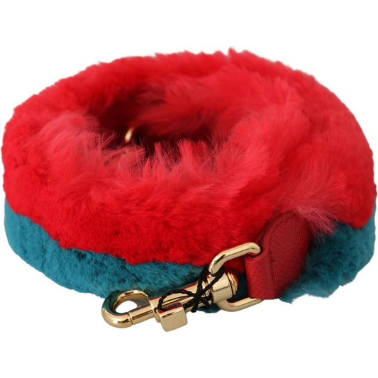 Dolce & Gabbana Elegant Red Lapin Fur Shoulder Strap red-blue-rabbit-fur-leather-shoulder-strap IMG_1642-55c84a15-417.jpg