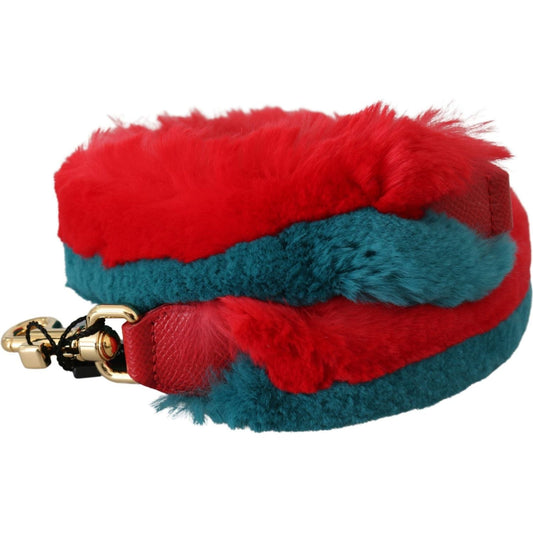 Dolce & Gabbana Elegant Red Lapin Fur Shoulder Strap red-blue-rabbit-fur-leather-shoulder-strap IMG_1643-scaled-5766adbd-032.jpg