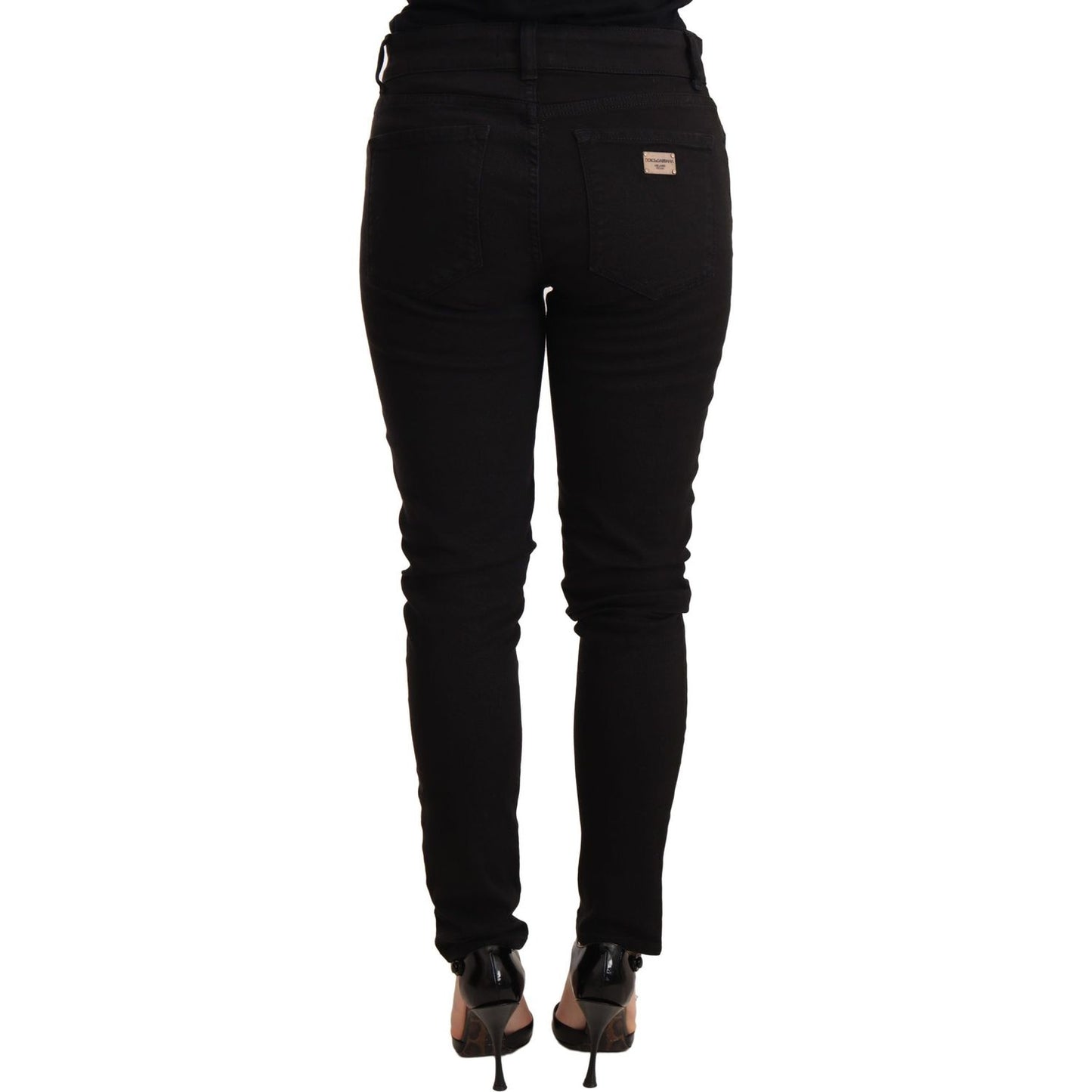 Dolce & Gabbana Elegant Slim-Fit Black Denim Jeans Jeans & Pants black-slim-fit-cotton-stretch-denim-jeans