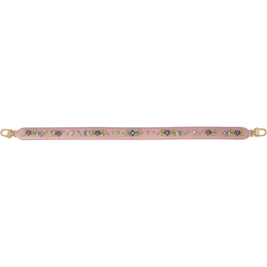 Dolce & Gabbana Stunning Pink Crystal Studded Leather Strap pink-leather-crystal-stud-accessory-shoulder-strap