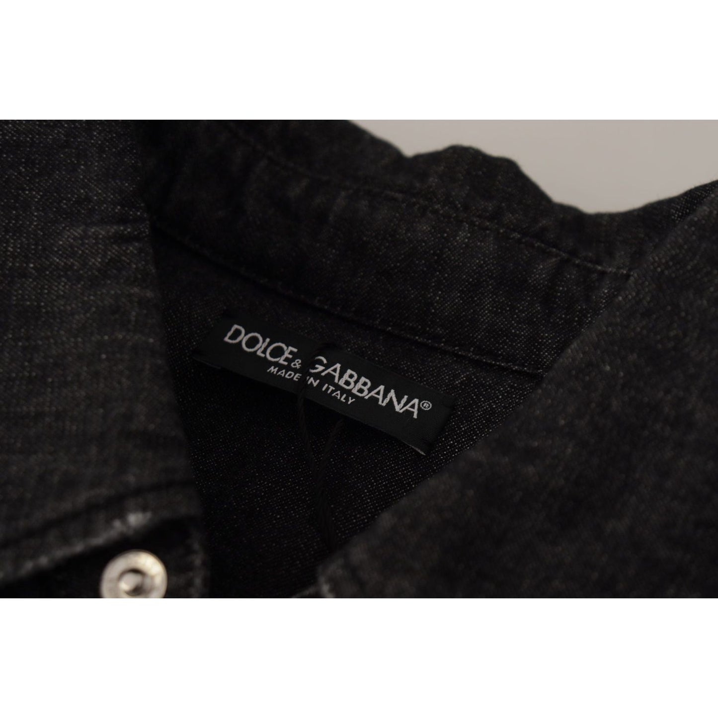 Dolce & Gabbana Elegant Grey Cotton Blend Casual Shirt gray-cotton-stretch-button-down-denim-shirt