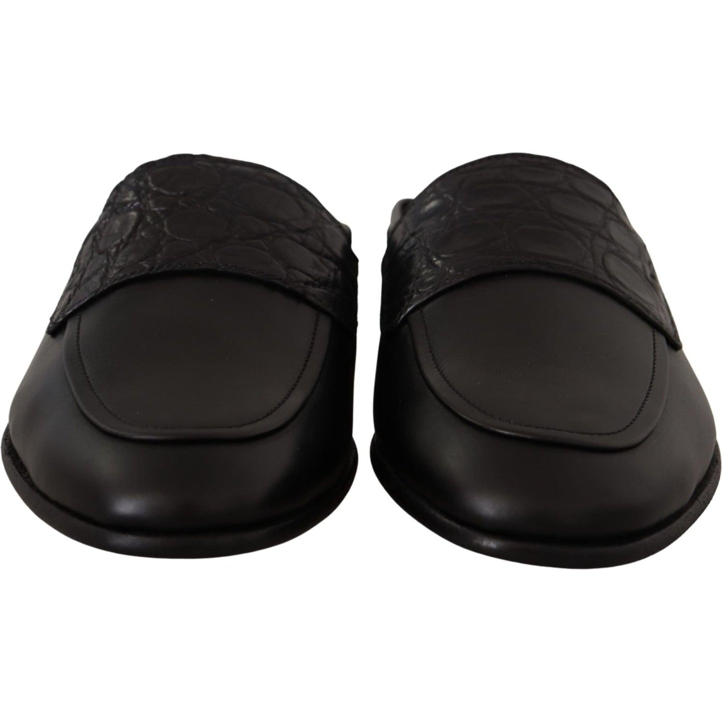 Dolce & Gabbana Exquisite Black & Burgundy Leather Slides black-leather-caiman-sandals-slides-slip-shoes IMG_1668-scaled-3d143714-5a5.jpg