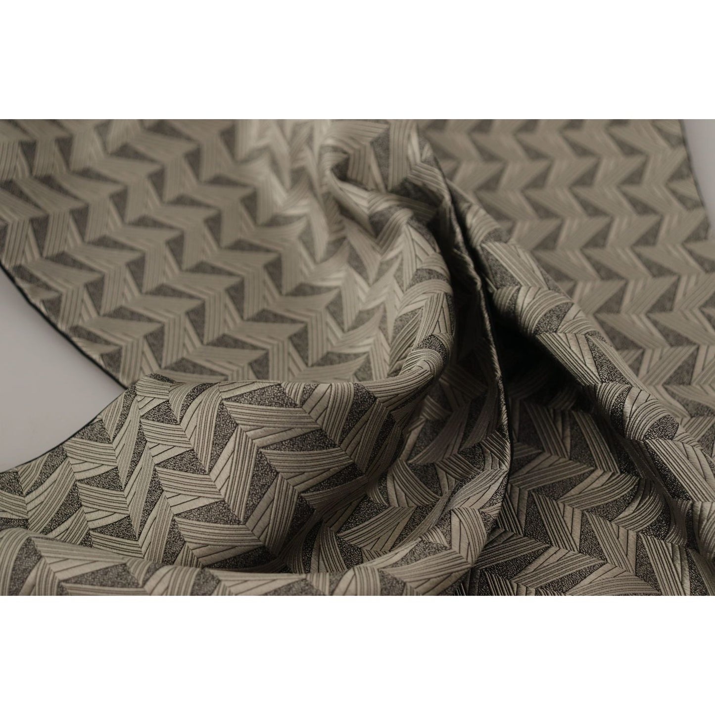 Dolce & Gabbana Elegant Silk Men's Scarf Wrap black-grey-geometric-patterned-shawl-fringe