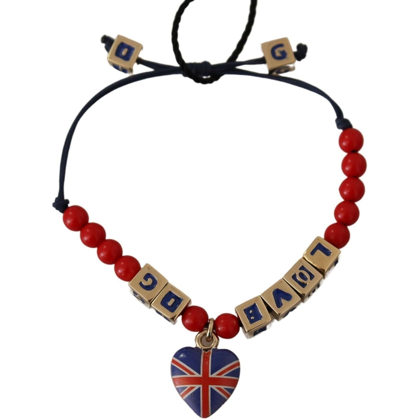Dolce & Gabbana Elegant Blue, Red Glass & Zama Bracelet WOMAN BRACELET red-blue-beaded-dg-loves-london-flag-branded-bracelet-1