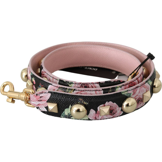 Dolce & Gabbana Elegant Floral Leather Shoulder Strap pink-floral-leather-stud-accessory-shoulder-strap IMG_1677-d7872038-33c.jpg
