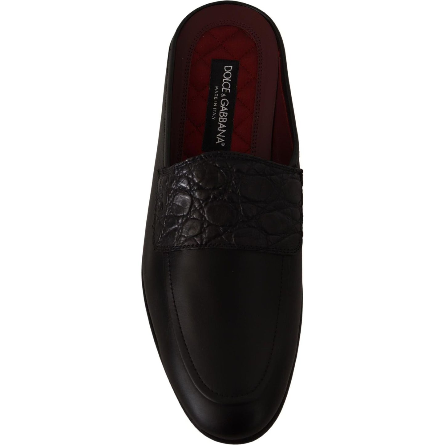 Dolce & Gabbana Exquisite Black & Burgundy Leather Slides black-leather-caiman-sandals-slides-slip-shoes IMG_1677-scaled-7fa540d3-5c2.jpg