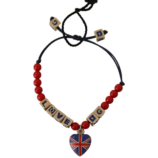 Dolce & Gabbana | Red Blue Beaded DG LOVES LONDON Flag Branded Bracelet | McRichard Designer Brands