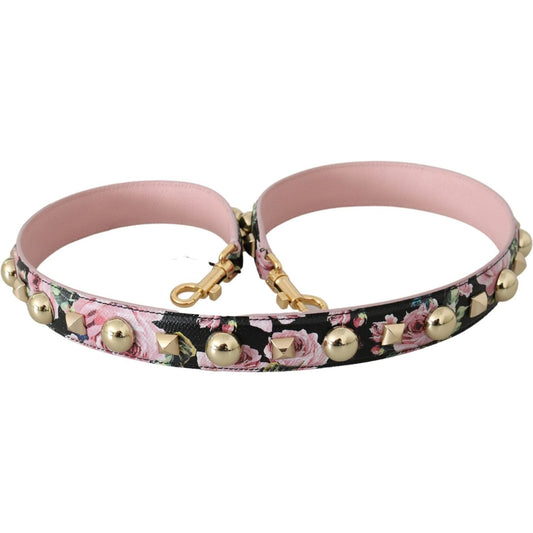 Dolce & Gabbana Elegant Floral Leather Shoulder Strap pink-floral-leather-stud-accessory-shoulder-strap IMG_1679-scaled-7c806fe2-101.jpg