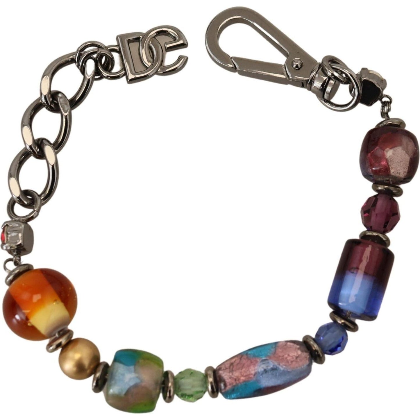 Dolce & Gabbana Multicolor Beaded Silver Chain Bracelet multicolor-silver-chain-brass-beaded-lobster-clasp-bracelet