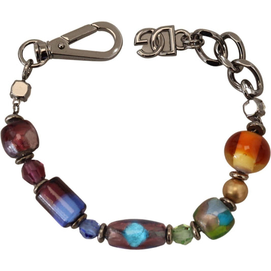Dolce & Gabbana Multicolor Beaded Silver Chain Bracelet multicolor-silver-chain-brass-beaded-lobster-clasp-bracelet