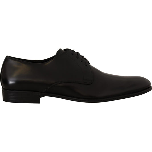 Dolce & Gabbana Elegant Black Leather Derby Shoes black-leather-lace-up-formal-derby-shoes IMG_1684-scaled-3c89d8f4-705.jpg