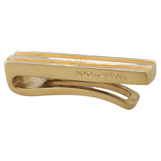 Dolce & Gabbana Elegant Gold Brass Tie Clip for Men gold-silver-brass-logo-men-tie-clip