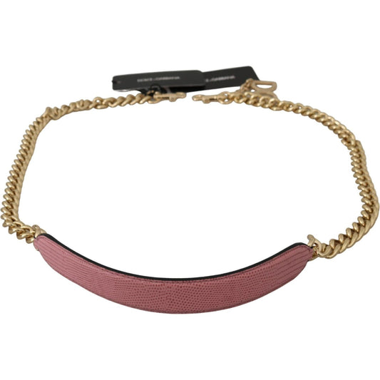 Dolce & Gabbana Elegant Pink Gold Leather Shoulder Strap pink-leather-gold-chain-accessory-shoulder-strap