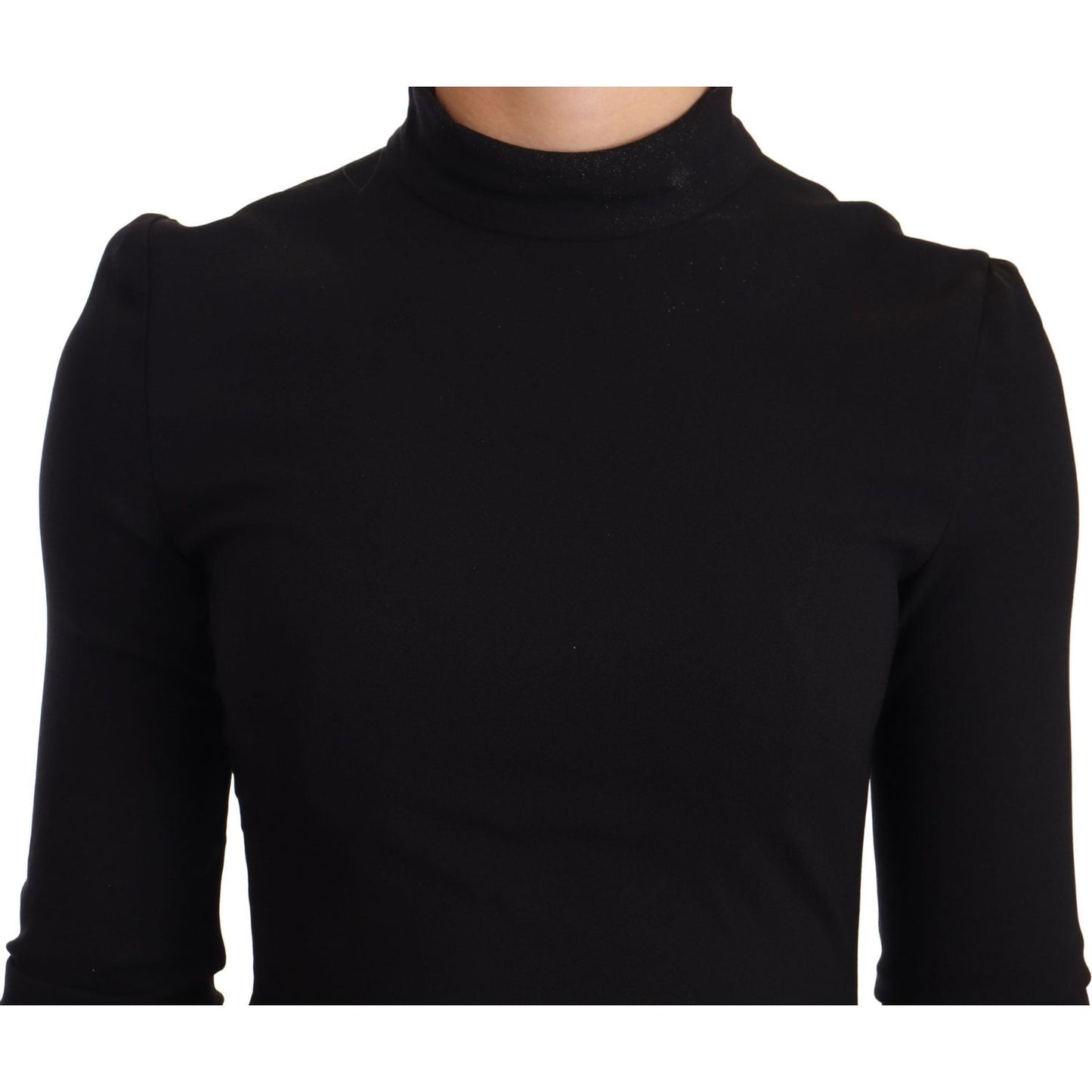 Dolce & Gabbana Elegant Black Turtleneck Sheath Dress WOMAN DRESSES black-stretch-turtleneck-sheath-midi-dress