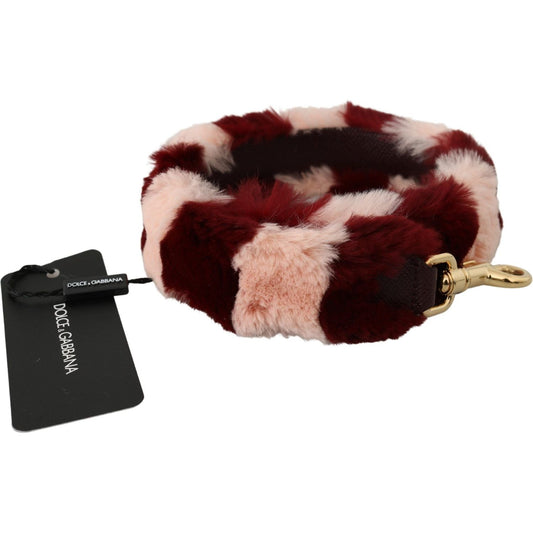 Dolce & Gabbana Bordeaux Pink Fur Shoulder Strap Luxury Accessory pink-red-lapin-fur-accessory-shoulder-strap IMG_1698-scaled-c348c0a8-619.jpg