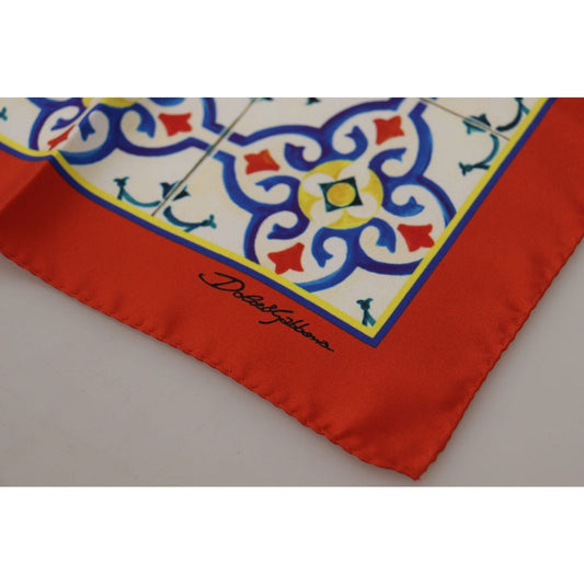 Dolce & Gabbana Men's Majolica Silk Square Scarf Wrap multicolor-majolica-pattern-square-handkerchief