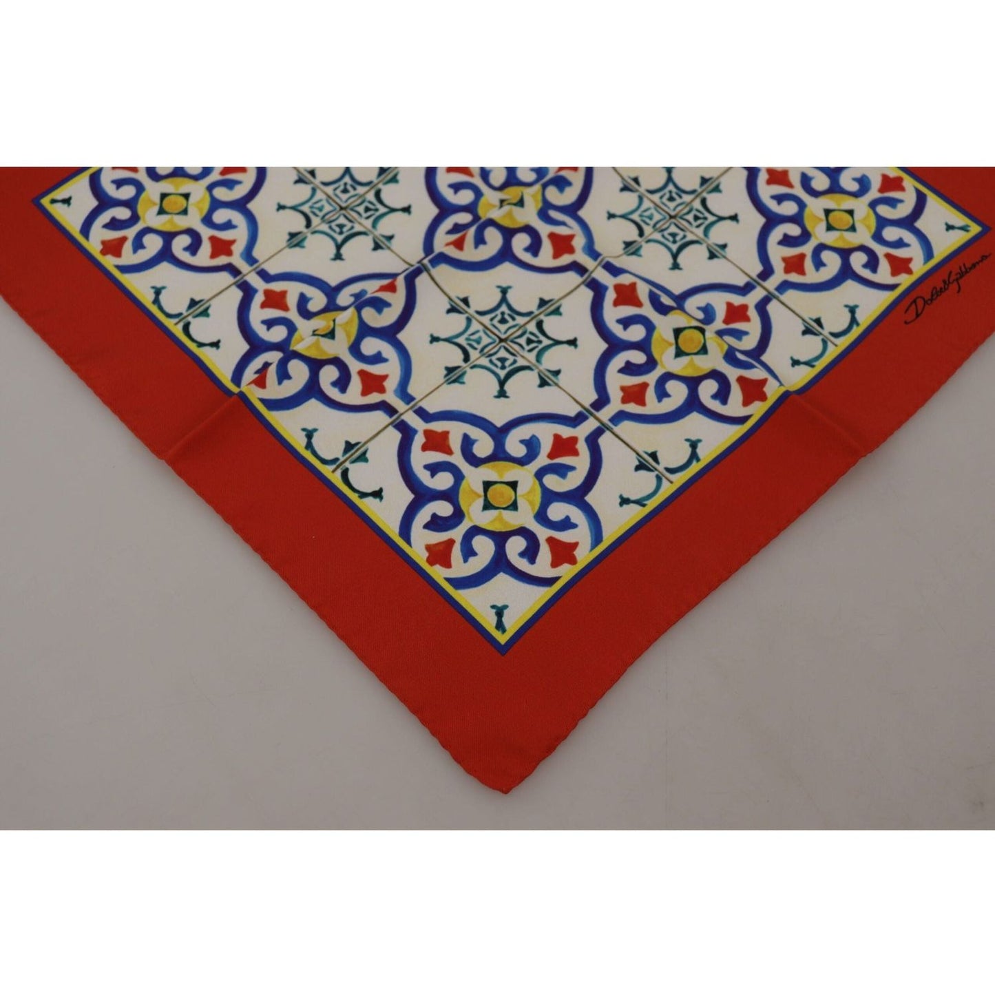 Dolce & Gabbana Men's Majolica Silk Square Scarf Wrap multicolor-majolica-pattern-square-handkerchief