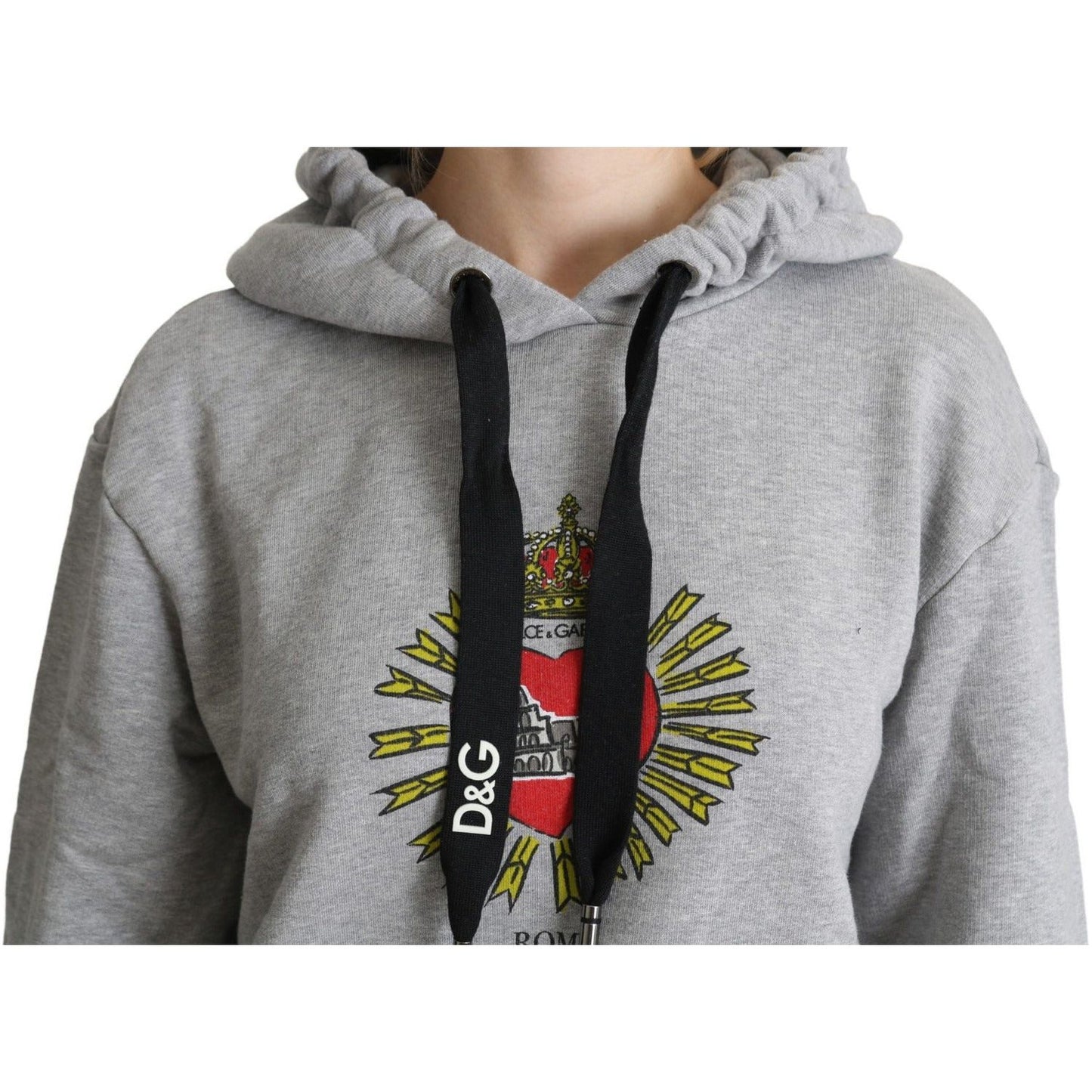 Dolce & Gabbana Exclusive Hooded Gray Cotton Sweater gray-printed-hooded-exclusive-logo-sweater