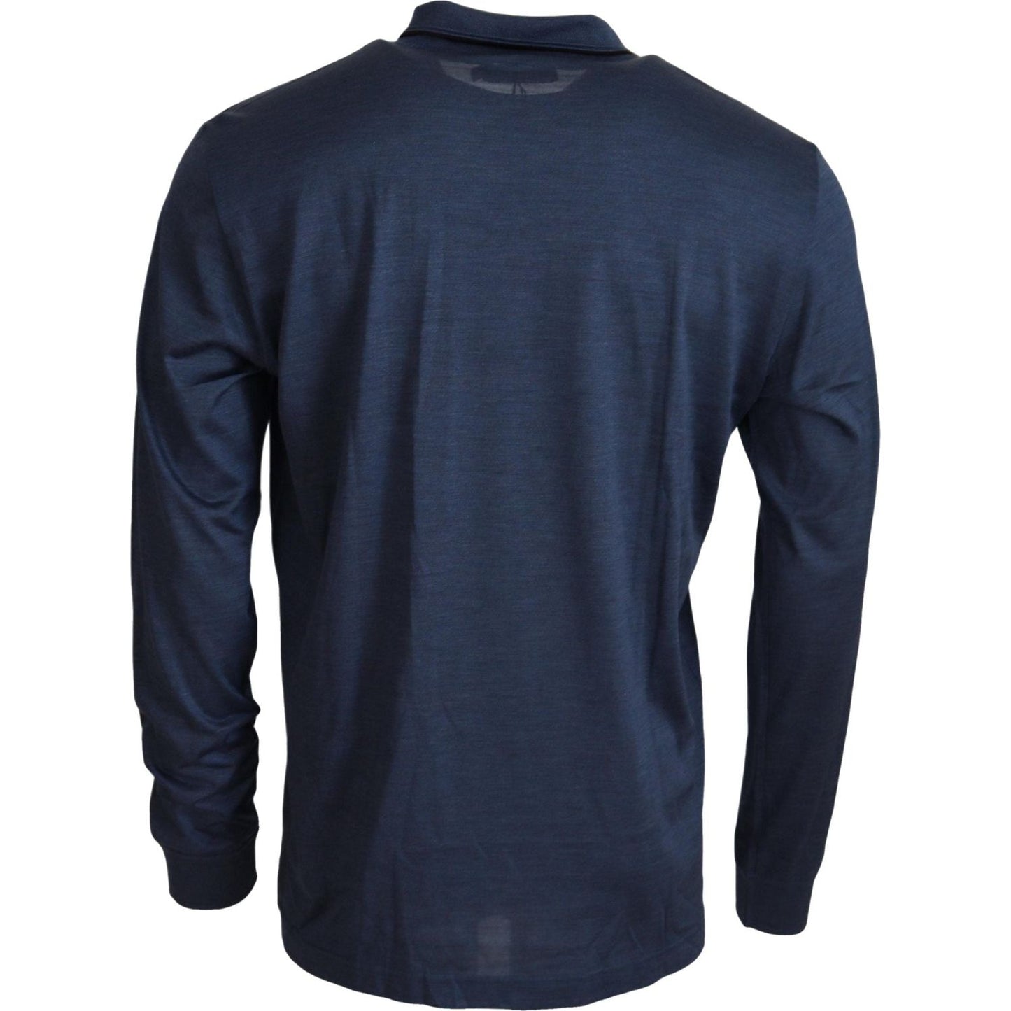 Dolce & Gabbana Sophisticated Silk Polo Sweater in Blue MAN SWEATERS blue-silk-polo-long-sleeve-pullover-sweater
