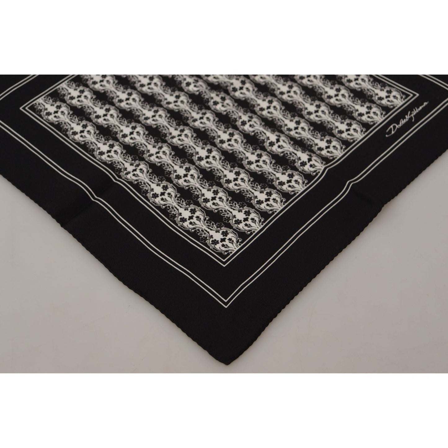 Dolce & Gabbana Elegant Black Silk Men's Square Scarf black-printed-square-handkerchief-scarf