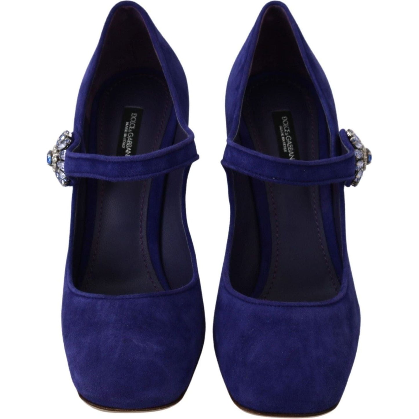 Dolce & Gabbana Elegant Purple Suede Mary Janes Pumps purple-suede-crystal-pumps-heels-shoes
